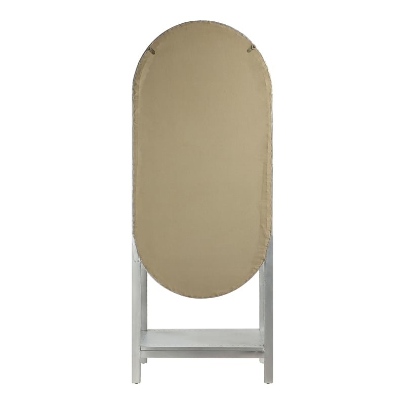 ACME Ogden Transitional Aluminum and Rattan Bookcase with Two Doors in Aluminum