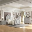 ACME Flora Transitional Floral Motifs Wooden Twin Bed with Poster in Gray