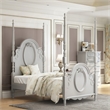 ACME Flora Transitional Wooden Floral Motifs Full Bed with Poster in Gray