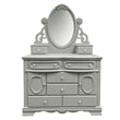 ACME Flora Transitional Wooden Mirror with Jewelry Drawers in Gray