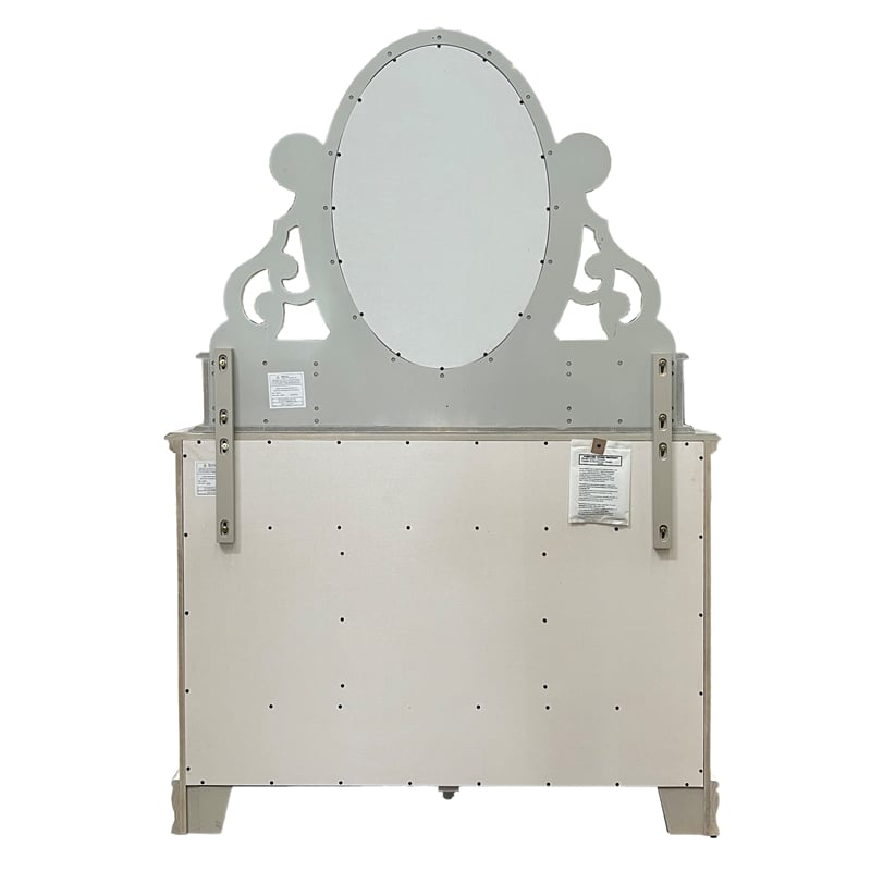 ACME Flora Transitional Wooden Mirror with Jewelry Drawers in Gray