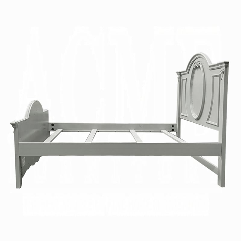 ACME Flora Transitional Floral Motifs Wooden Full Bed with 2 Drawers in Gray