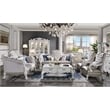 ACME Dresden Leather Upholstered Sofa with 7 Pillows in Bone White