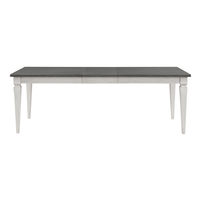 ACME Katia Wooden Dining Table with Leaf in Gray and Weathered White
