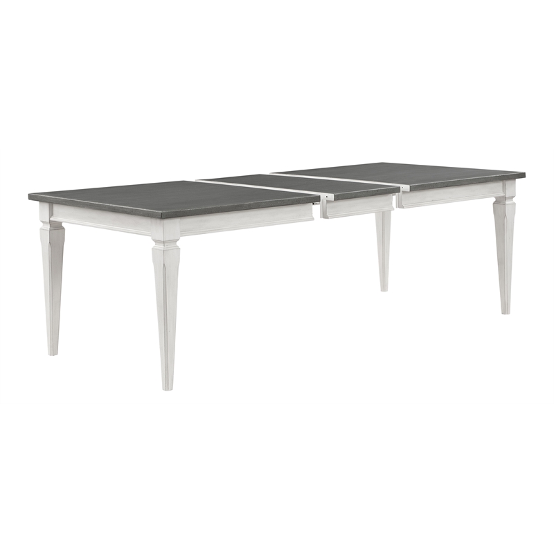 ACME Katia Wooden Dining Table with Leaf in Gray and Weathered White