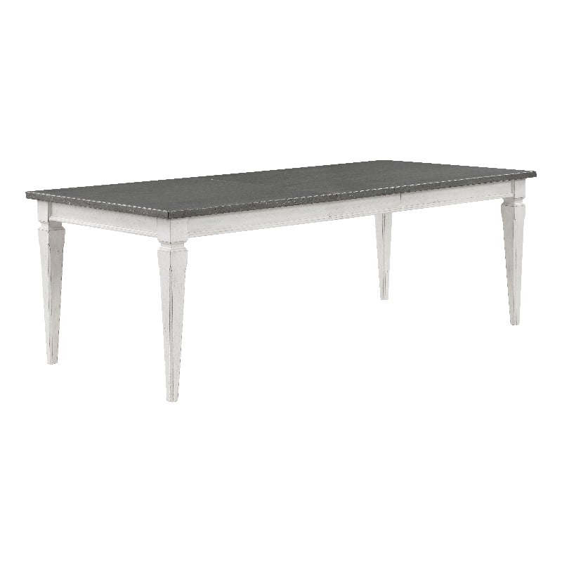 ACME Katia Wooden Dining Table with Leaf in Gray and Weathered White