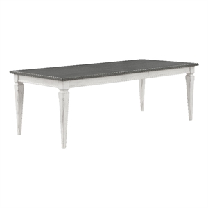 ACME Katia Wooden Dining Table with Leaf in Gray and Weathered White