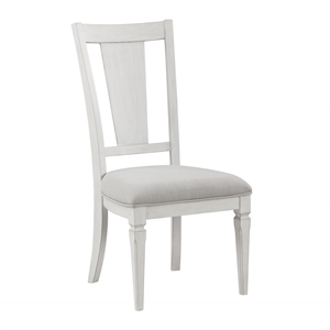 ACME Katia 19&quot Wood/Fabric Side Chair in Weathered White/Light Gray (Set of 2)