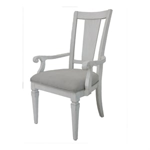 ACME Katia 19&quot Fabric/Wood Arm Chair in Weathered White/Light Gray (Set of 2)