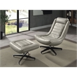 ACME Piran Top Grain Leather Accent Chair with Swivel in Twilight Gray