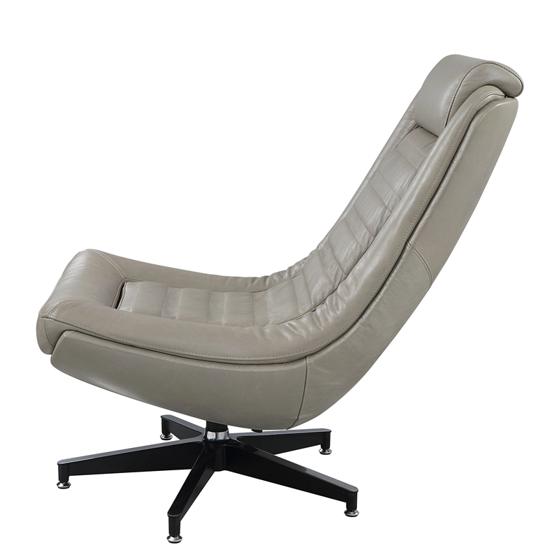 ACME Piran Top Grain Leather Accent Chair with Swivel in Twilight Gray