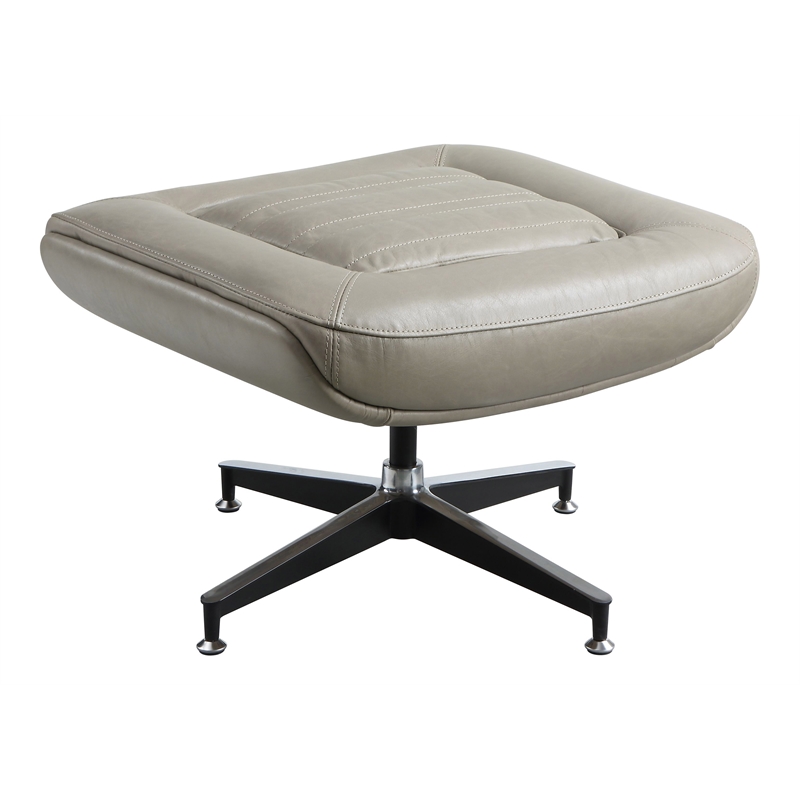 ACME Piran Top Grain Leather Ottoman with X-Cross Legs in Twilight Gray