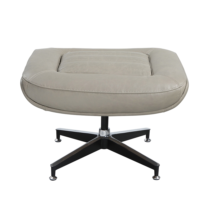 ACME Piran Top Grain Leather Ottoman with X-Cross Legs in Twilight Gray