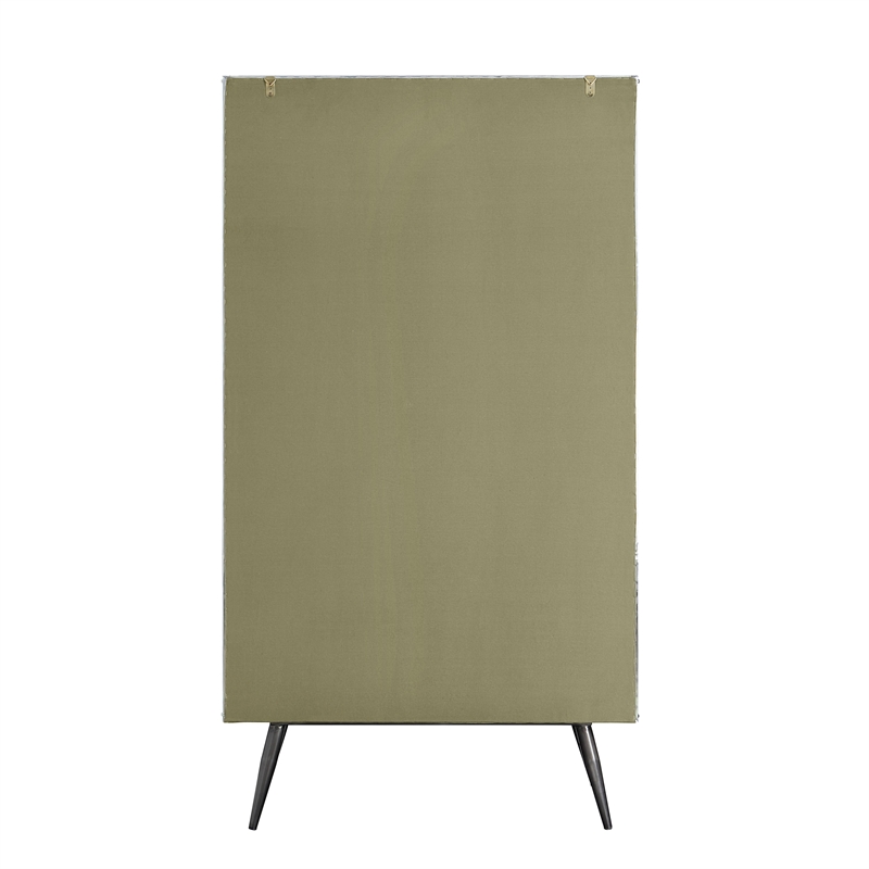 ACME Brancaster Aluminum and Wood Accent Cabinet with Splayed Legs in Oak