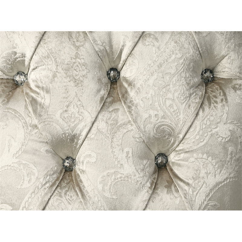 ACME Desiderius Faux Leather Side Chair in Beige and Antique Gold (Set of 2)