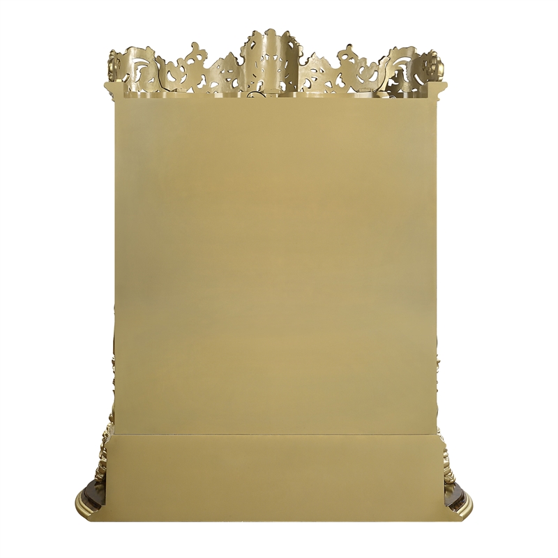 ACME Desiderius Wood 2-Doors Curio in Antique Gold and Hand Paint Brown