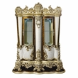 ACME Desiderius Wood 2-Doors Curio in Antique Gold and Hand Paint Brown