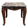 ACME Nayla Marble Rectangular End Table with Floral Legs in Cherry