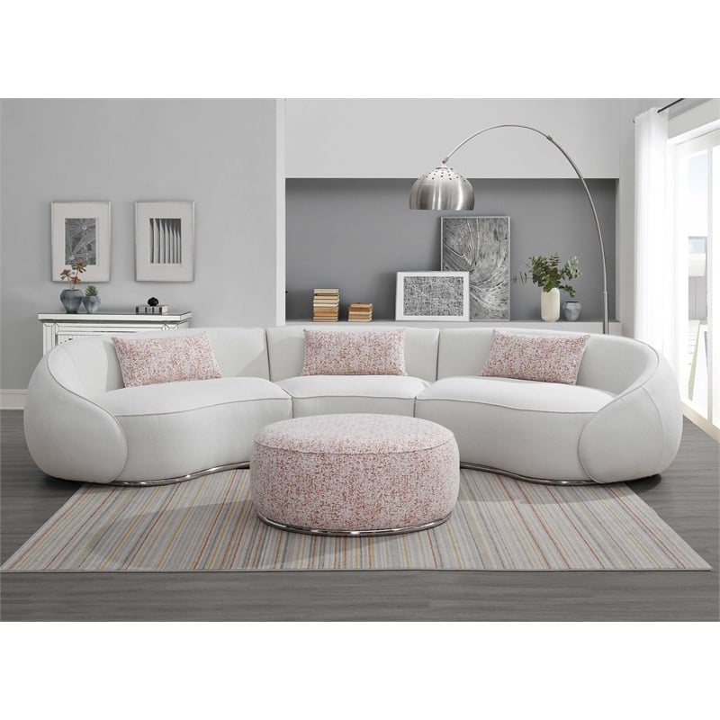 ACME Sahara Fabric Upholstered Sectional Sofa with 3 Pillows in Beige