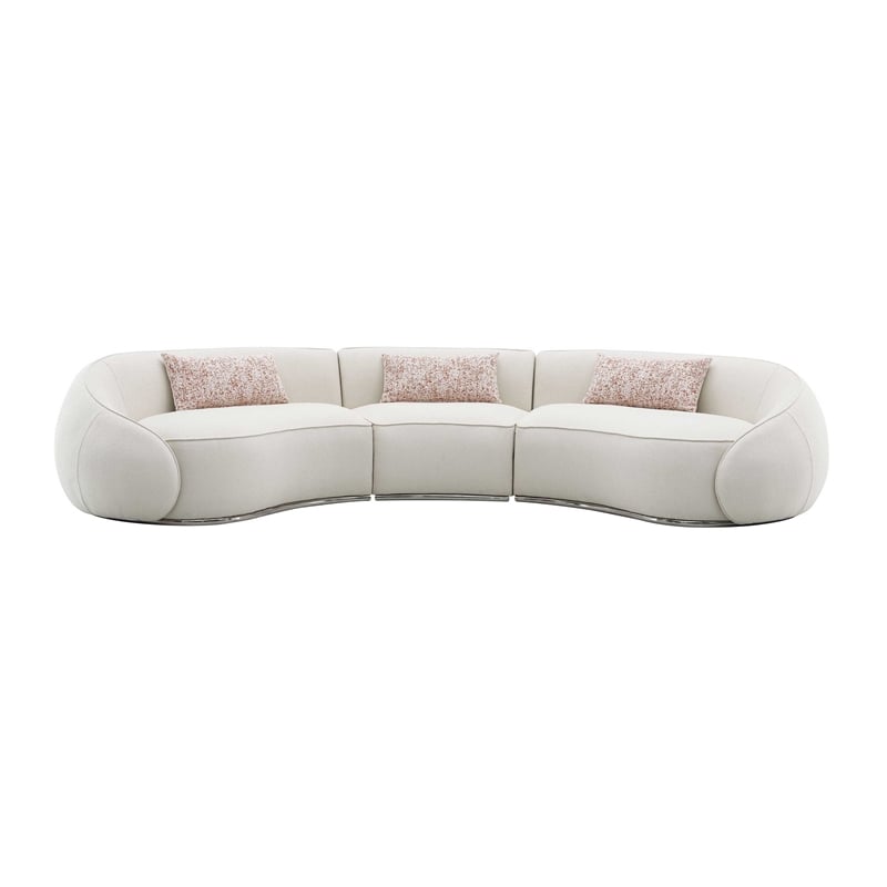 ACME Sahara Fabric Upholstered Sectional Sofa with 3 Pillows in Beige