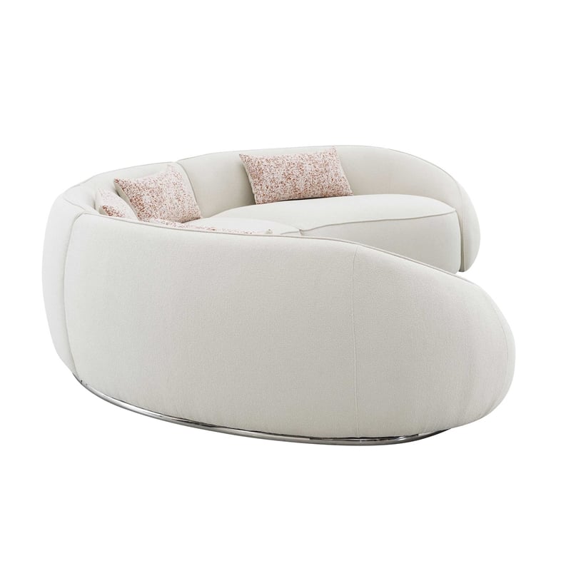 ACME Sahara Fabric Upholstered Sectional Sofa with 3 Pillows in Beige