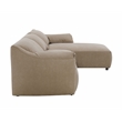 ACME Veata Suede Upholstered Sectional Sofa with Chaise Lounge in Light Brown