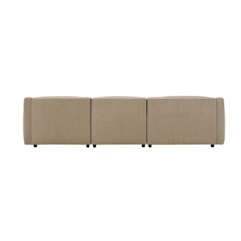 ACME Veata Suede Upholstered Sectional Sofa with Chaise Lounge in Light Brown