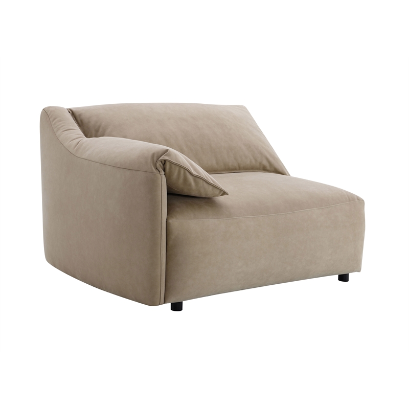 ACME Veata Suede Upholstered Sectional Sofa with Chaise Lounge in Light Brown