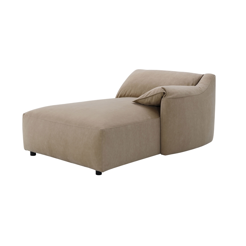 ACME Veata Suede Upholstered Sectional Sofa with Chaise Lounge in Light Brown