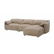 ACME Veata Suede Upholstered Sectional Sofa with Chaise Lounge in Light Brown