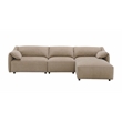 ACME Veata Suede Upholstered Sectional Sofa with Chaise Lounge in Light Brown