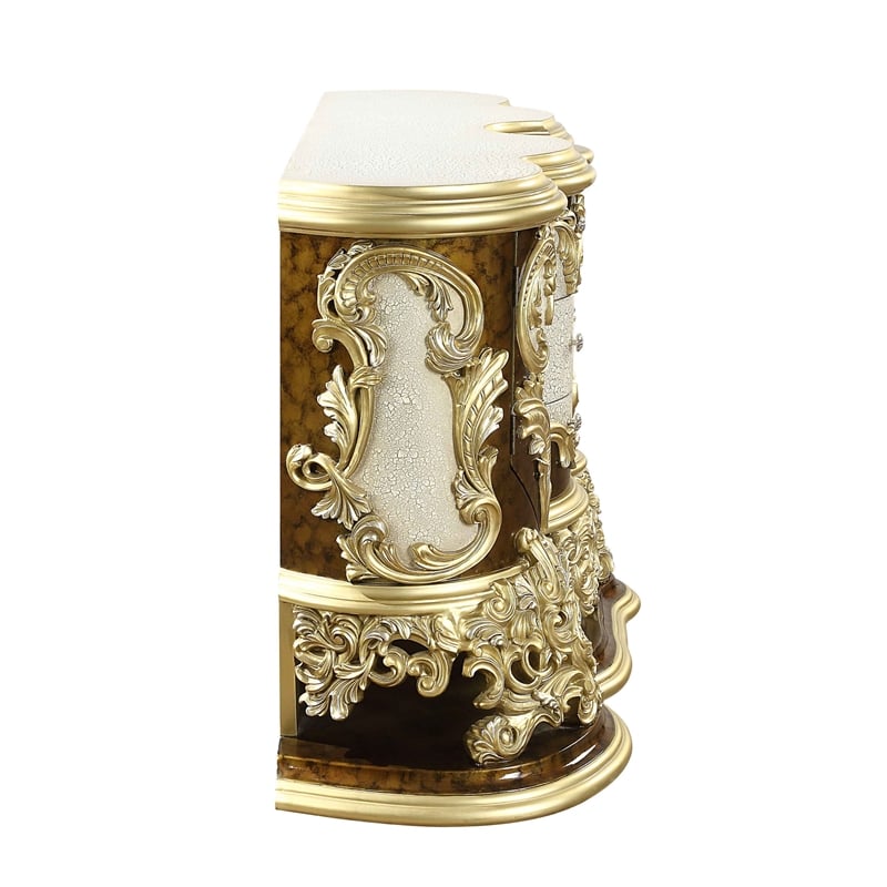 ACME Desiderius Wood 6-Drawers Dresser in Antique Gold and Hand Paint Brown