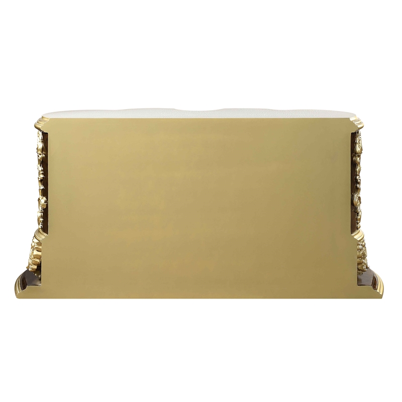 ACME Desiderius Wood 6-Drawers Dresser in Antique Gold and Hand Paint Brown