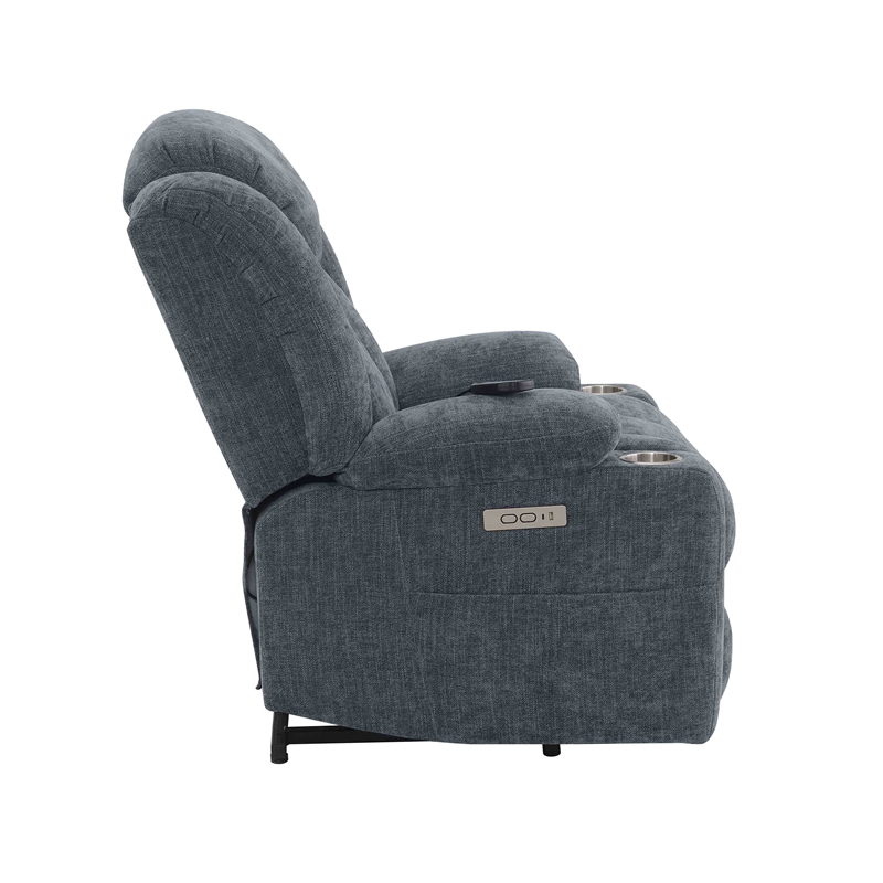 ACME Omarion Velvet Power Recliner with Lift/Heating and Massage in Blue