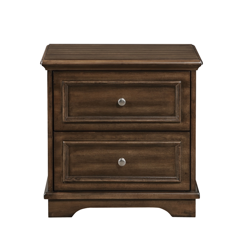 ACME Franklin 4 Pieces Vintage Wood Queen Bed Set in Brushed Walnut