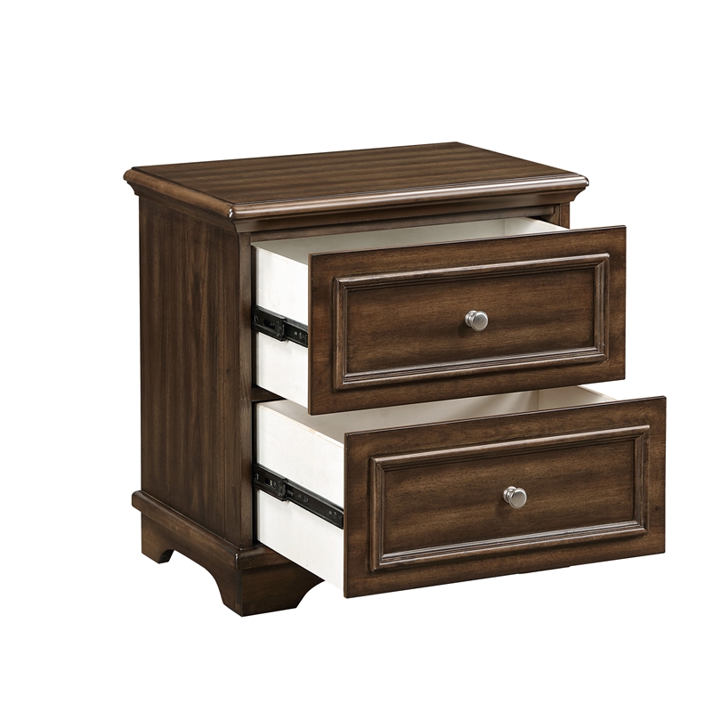 ACME Franklin 4 Pieces Vintage Wood Full Bed Set in Brushed Walnut