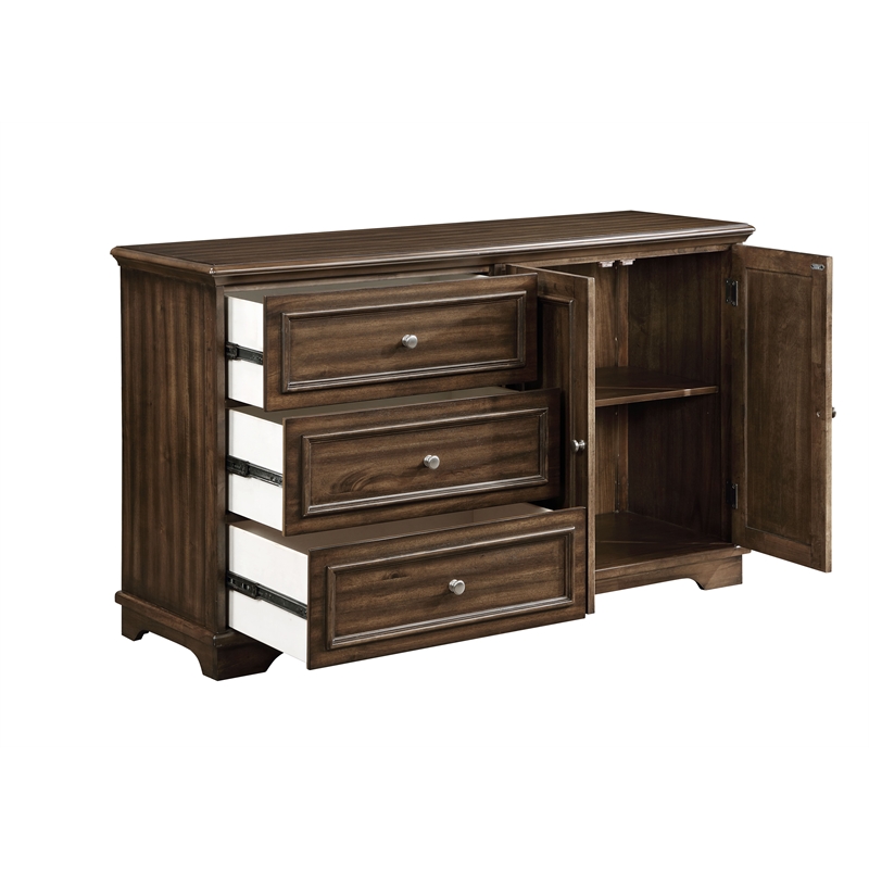 ACME Franklin 4 Pieces Vintage Wood Full Bed Set in Brushed Walnut