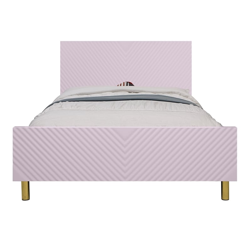 ACME Gaines Contemporary Wood/Metal Full Bed in Pink High Gloss