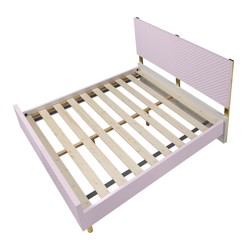 ACME Gaines Contemporary Wood/Metal Full Bed in Pink High Gloss