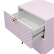 ACME Gaines 2-Drawer Contemporary Wood/Metal Nightstand in Pink High Gloss