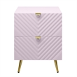 ACME Gaines 2-Drawer Contemporary Wood/Metal Nightstand in Pink High Gloss