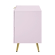 ACME Gaines 2-Drawer Contemporary Wood/Metal Nightstand in Pink High Gloss