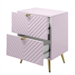 ACME Gaines 2-Drawer Contemporary Wood/Metal Nightstand in Pink High Gloss
