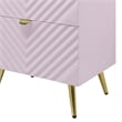 ACME Gaines 2-Drawer Contemporary Wood/Metal Nightstand in Pink High Gloss