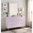 ACME Gaines 6-Drawer Contemporary Wood/Metal Dresser in Pink High Gloss