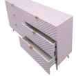 ACME Gaines 6-Drawer Contemporary Wood/Metal Dresser in Pink High Gloss