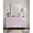 ACME Gaines 6-Drawer Contemporary Wood/Metal Dresser in Pink High Gloss