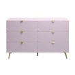 ACME Gaines 6-Drawer Contemporary Wood/Metal Dresser in Pink High Gloss