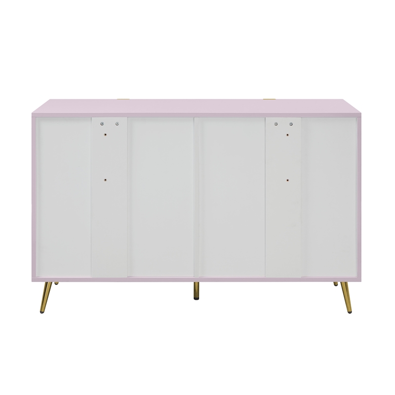 ACME Gaines 6-Drawer Contemporary Wood/Metal Dresser in Pink High Gloss