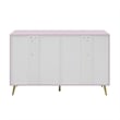 ACME Gaines 6-Drawer Contemporary Wood/Metal Dresser in Pink High Gloss
